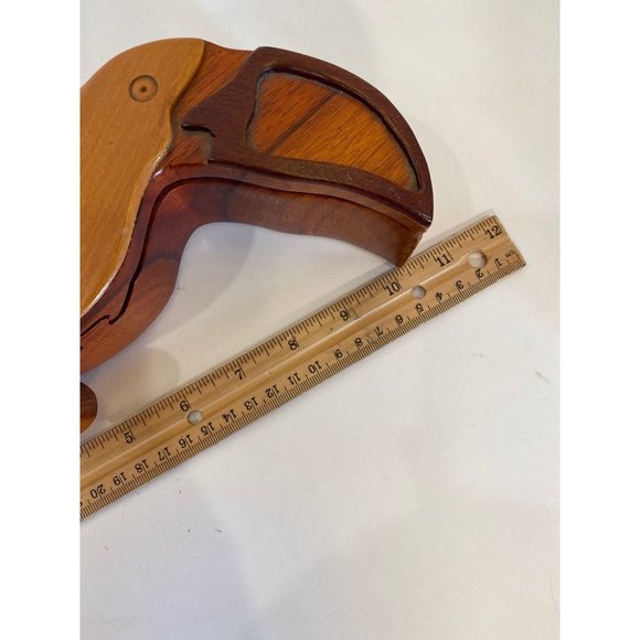 Hand Crafted Intarsia Wood Art Parrot Puzzle Wooden Box /2 Secret Compartments - Picture 7 of 8